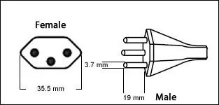 Brazil NBR 14136 3 Prong 10 Amp