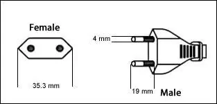 Brazil NBR 6147 2 Prong 10 Amp