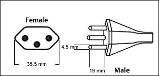 Brazil NBR 14136 3 Prong 16 Amp