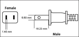 Japan JIS C 8303 Class II 2 Prong 15 Amp