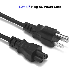 Cable de alimentación con enchufe estadounidense 3 Pin Prong C5 Cloverleaf American USA Cable de alimentación Cable 1,2 m 4 pies para adaptadores de CA Laptop Notebook